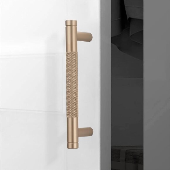 Kitchen Cabinet Hardware 10 Pack 3.75" Handle Gold Champagne Knurled Drawer Pull - Picture 4 of 5